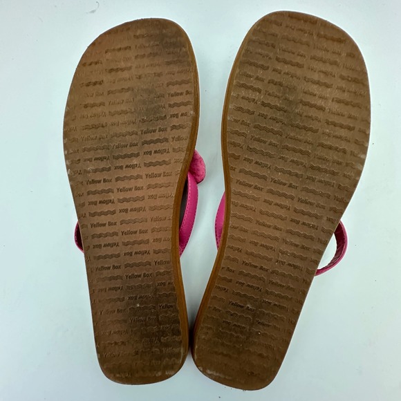 Yellow Box Singer Pink Leather Dragonfly Beaded Rhinestone Flip Flop Sandals 8.5 - Picture 5 of 7